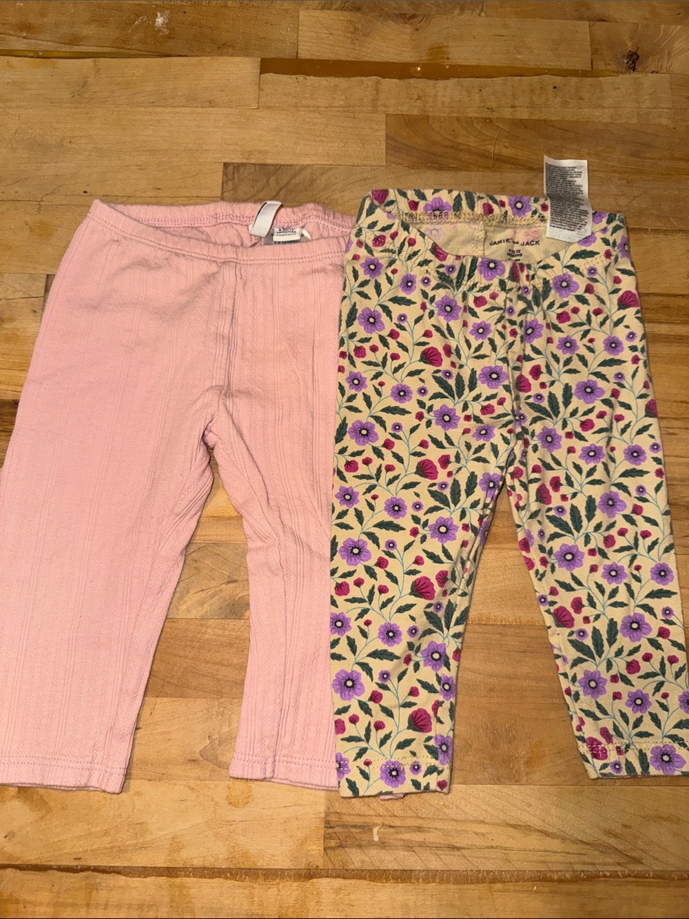 Janie and Jack Pink and Floral Print Leggings